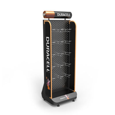 chất lượng  AA Battery Point Of Sales Displays Pegboard Floor Stand With Hanging Hooks nhà máy