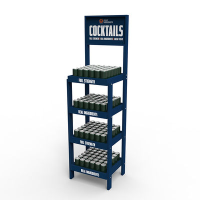 Gỗ thông 5 lớp Cocktail Display Stand Display Rack with Wheels for Wine Store