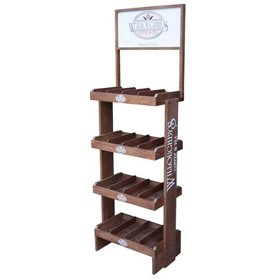 4 Lớp đồ uống gỗ sàn hiển thị đứng cho cửa hàng bán lẻ hoặc tạp hóa