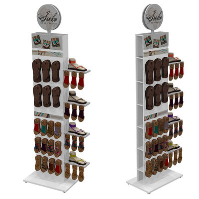 Giá trưng bày bằng gỗ hai mặt Sock Display Rack With Wheels For Foot Wear