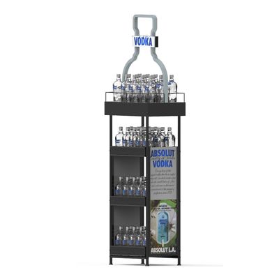 Chọn tùy chỉnh kim loại 4 lớp vải Whiskey Display Rack thích hợp cho các cửa hàng