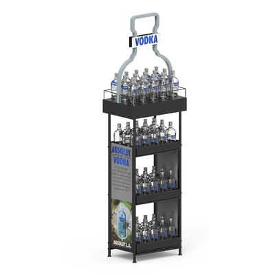 Chọn tùy chỉnh kim loại 4 lớp vải Whiskey Display Rack thích hợp cho các cửa hàng